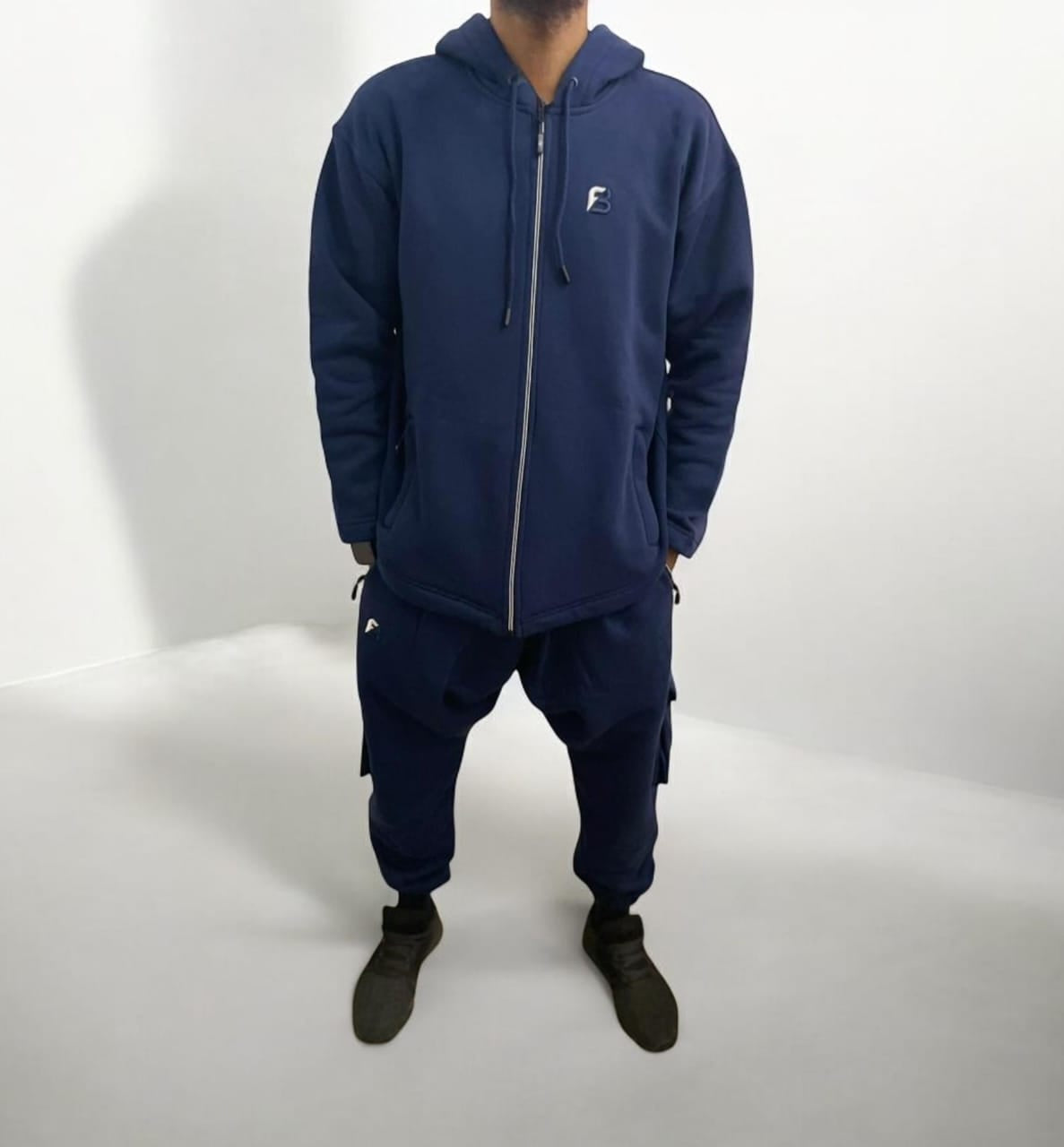 Ensemble Jogging Z3 100% coton zippé - Bleu