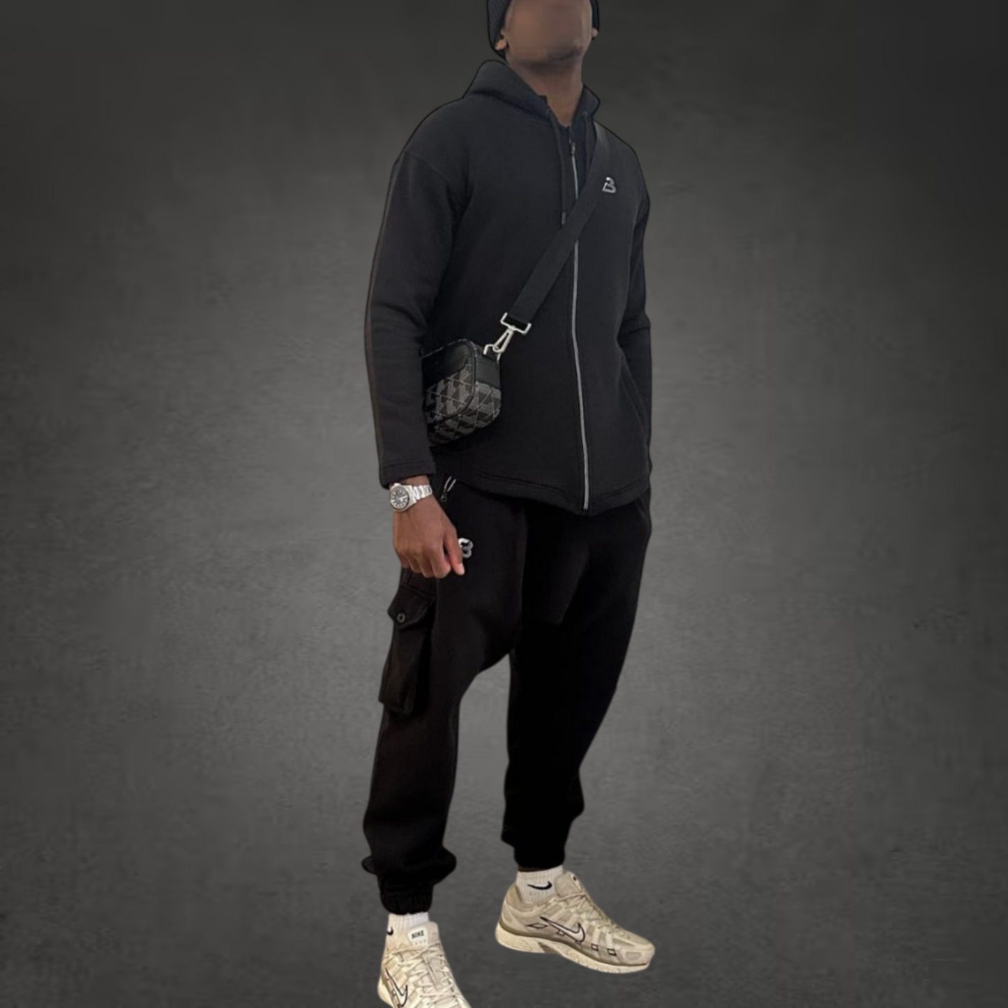 Ensemble Jogging Z3 100% coton zippé - Noir