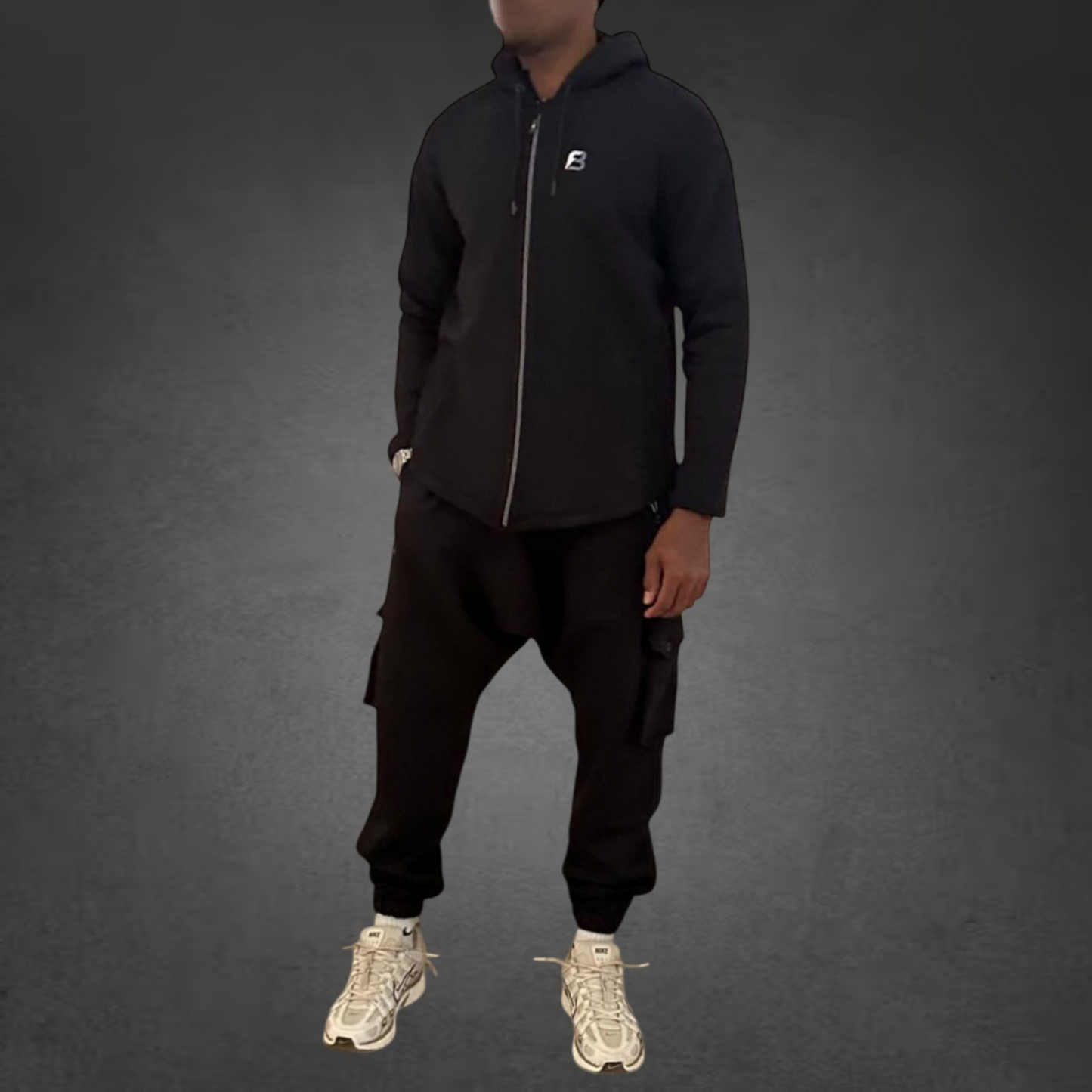 Ensemble Jogging Z3 100% coton zippé - Noir