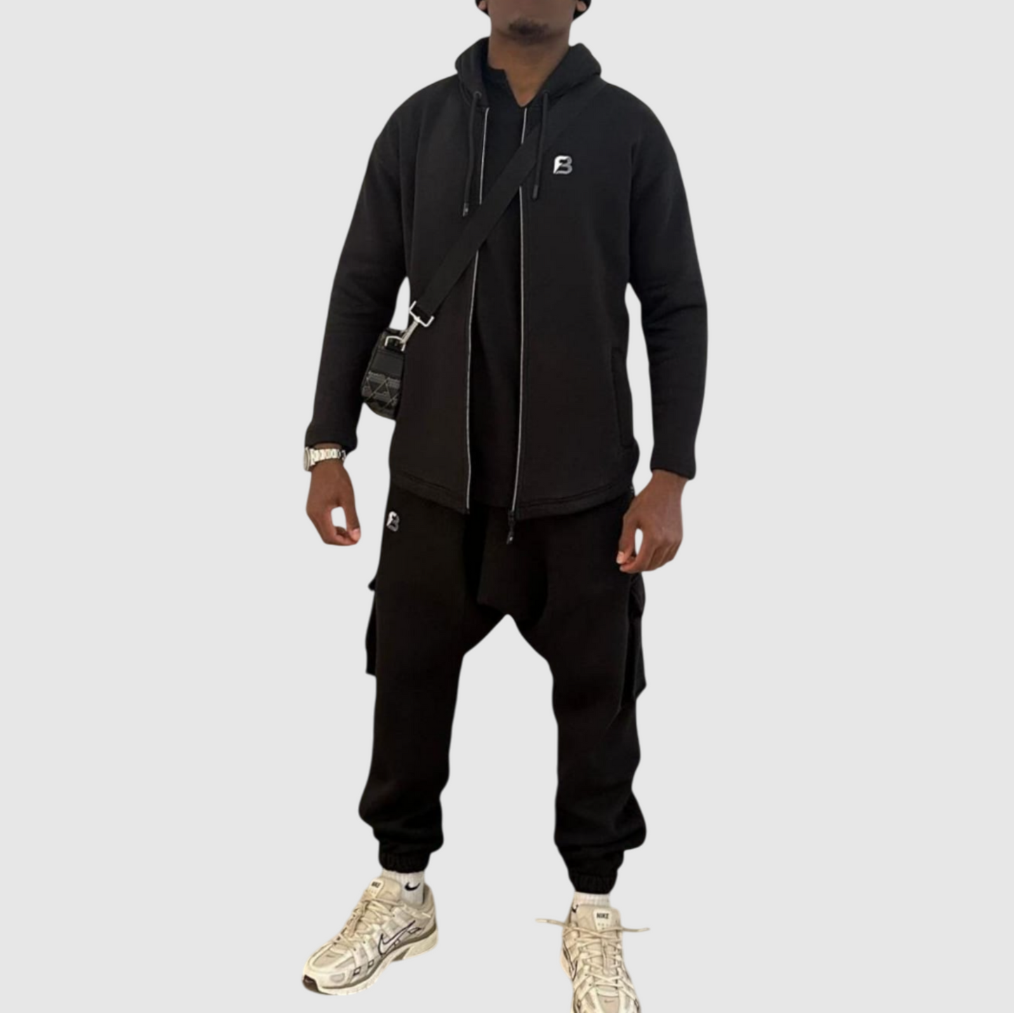 Ensemble Jogging Z3 100% coton zippé - Noir